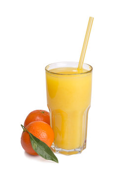 tangerine juice in a glass isolated