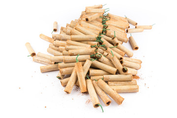 Heap of fire work crackers on white