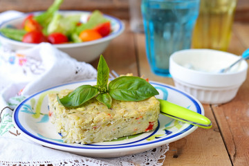 Potato pie with vegetables and cheese. Bulgarian national dish