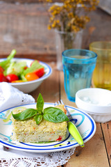 Potato pie with vegetables and cheese. Bulgarian national dish