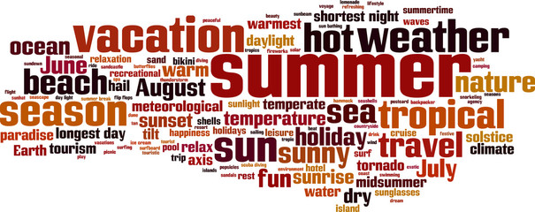 Summer word cloud concept. Vector illustration