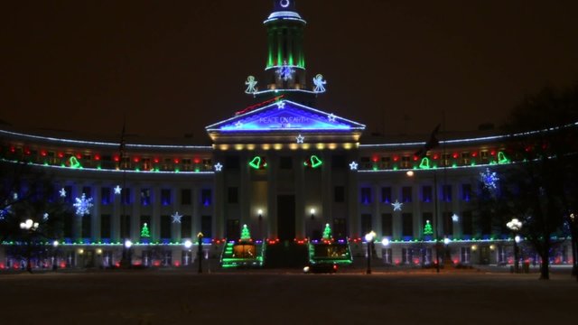 Denver Civic Center Christmas lights, zoom in shot