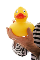 Prisoner hand criminal with rubber duck