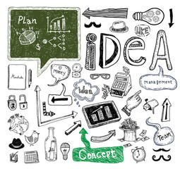 Idea and finance icons set. vector illustration.