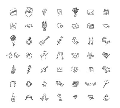 Set of love icons, vector illustration.