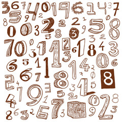 numbers, hand drawn illustration.