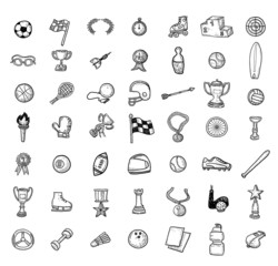 Sport Icons, Hand drawn vector illustration