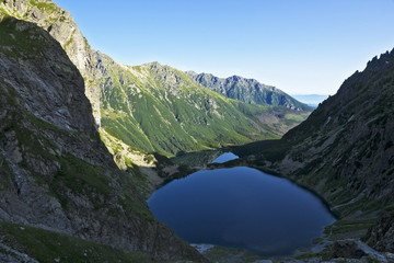 great peaks in the Polish Tatra mountains on the lake