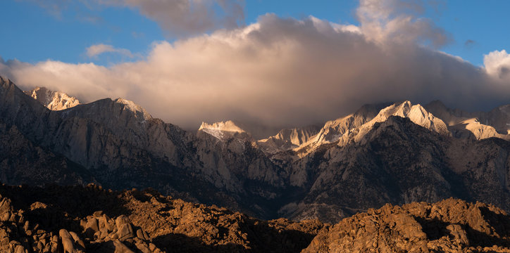 Mt Whitney Covered Cumulus Cloud Sierra Nevada Range California