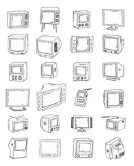 Set Televisions, vintage, vector illustration