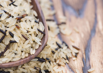 Mixed Rice on a wooden Spoon