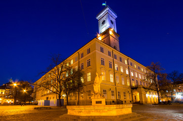 Fototapeta na wymiar City Hall in Lviv , Ukraine