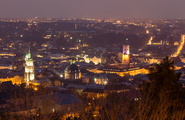 Naklejka premium Ptasi widok Lwów, Ukraina