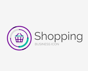 Thin line neat design logo, shopping cart icon