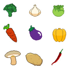 Vector Pixel Art Vegetable Collection