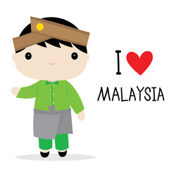 Malaysia Men National Dress Cartoon Vector