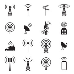 Antenna icon set - obrazy, fototapety, plakaty