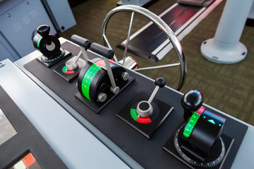 Modern ship control panel on the captains bridge