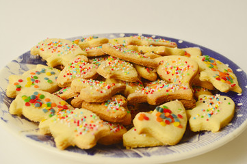Traditional decorated Cristmas cookies with cinnamon