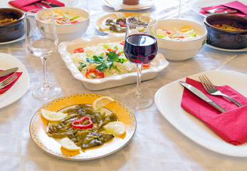 Greek salad with eggs, cheese and vegetables