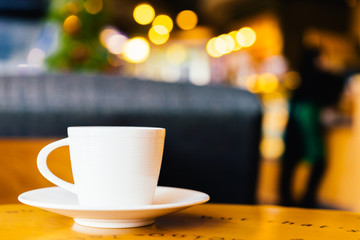 Black coffee in white cup
