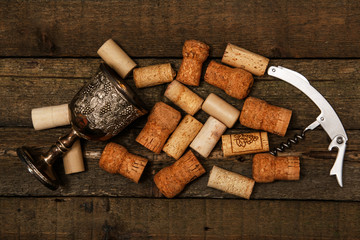 Medieval goblet and wine corks
