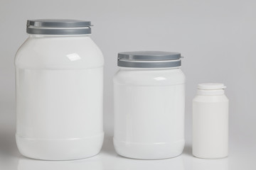 Jars with food supplements