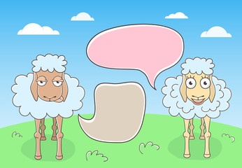 Sheep Conversation with Speech Bubbles