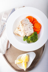 Stewed cod and vegetables