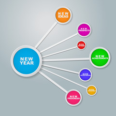 Vector infographics from lines and circles, with a shadow.