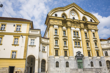 Obraz premium Beautiful street in Ljubljana old town Slovenia.