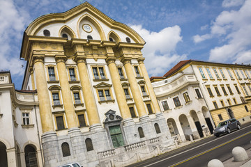 Beautiful street in Ljubljana old town Slovenia.