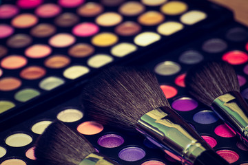 Makeup brush and eye shadow