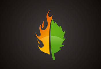 Fire ecology leaf logo vector