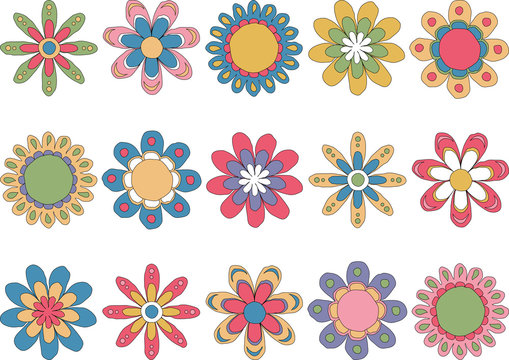 colorful flower drawings