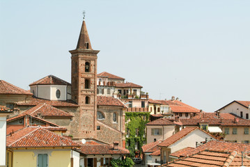 Fototapeta na wymiar View of the old town centre in Rivoli