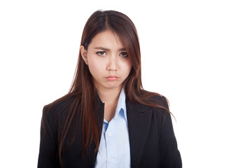 Young Asian businesswoman is in bad mood