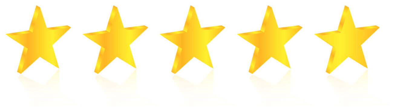 3D Five Star Quality Award On White With Reflection