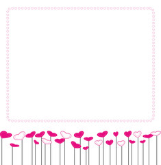 signboard with pink heart flowers valentine card