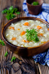 Soup with noodles and chicken