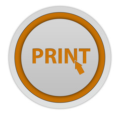 Print circular icon on white background