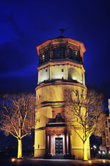 Schlossturm tower in Dusseldorf at night