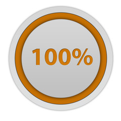 Hundred percent circular icon on white background