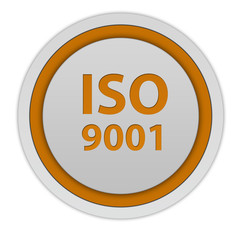 Iso 9001 circular icon on white background