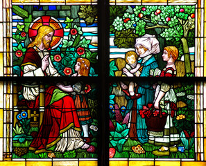 Jesus blessing children (stained glass window)