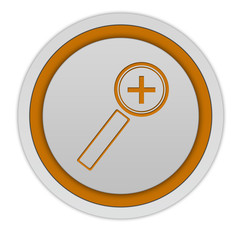 Zoom in circular icon on white background