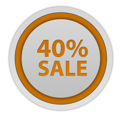 Sale forty percent circular icon on white background