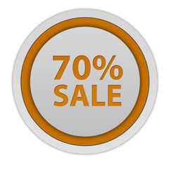 Sale seventy percent circular icon on white background