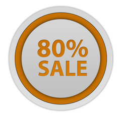Sale eighty percent circular icon on white background