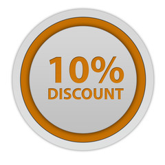 Discount ten percent circular icon on white background